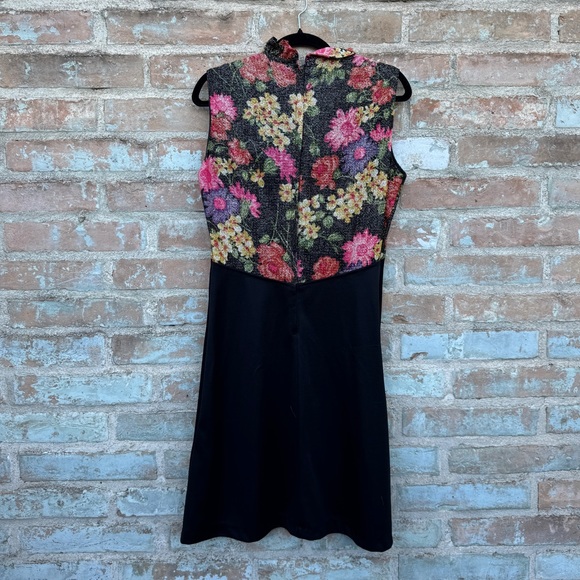 Vintage Cocktail Dress 60s 70s Lurex Floral Fit Flare A-line Sleeveless Midi - Picture 14 of 15